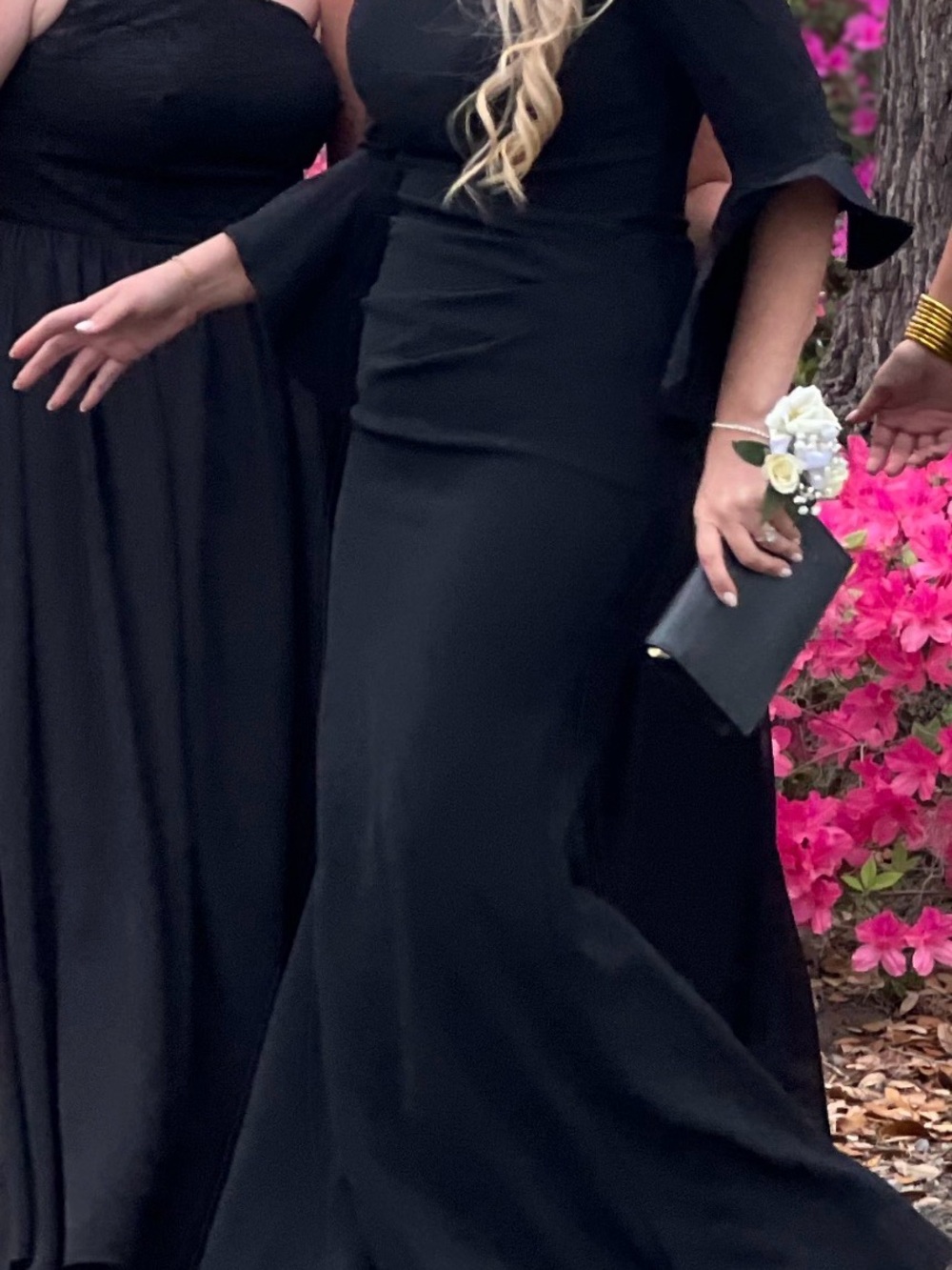 Jovani 07065 Elegant Off-Shoulder Black Mermaid Gown with Ruffled Bell Sleeves - Picture 4 of 6